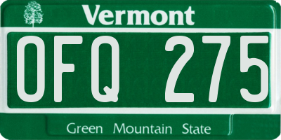 VT license plate OFQ275