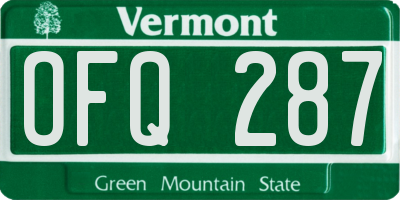 VT license plate OFQ287
