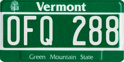 VT license plate OFQ288