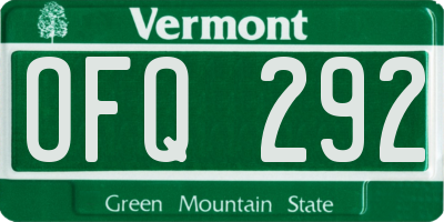 VT license plate OFQ292