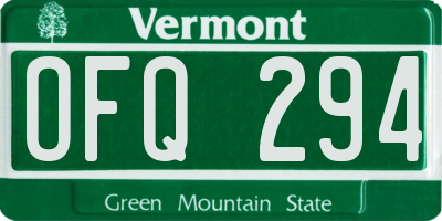 VT license plate OFQ294