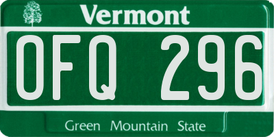 VT license plate OFQ296