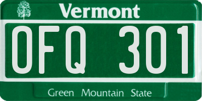 VT license plate OFQ301
