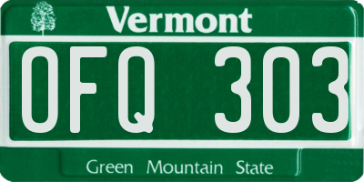 VT license plate OFQ303
