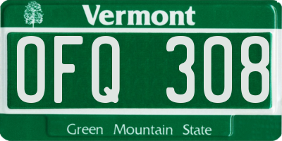 VT license plate OFQ308