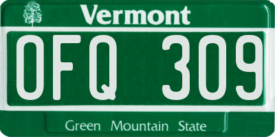 VT license plate OFQ309
