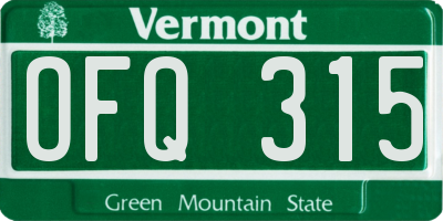 VT license plate OFQ315