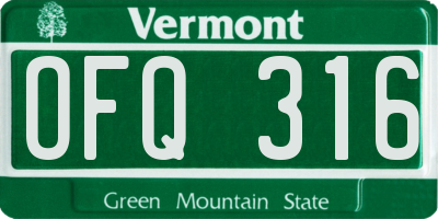 VT license plate OFQ316