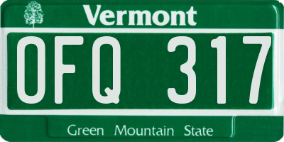 VT license plate OFQ317