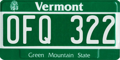 VT license plate OFQ322
