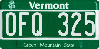 VT license plate OFQ325