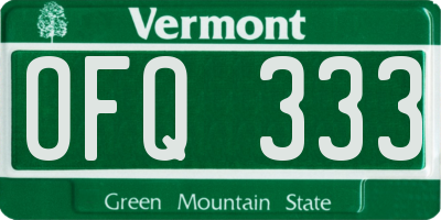 VT license plate OFQ333