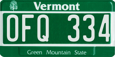 VT license plate OFQ334
