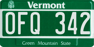VT license plate OFQ342
