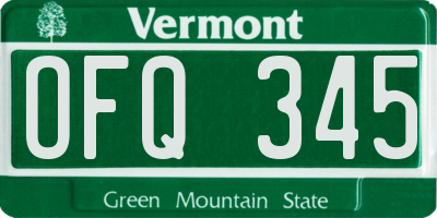 VT license plate OFQ345