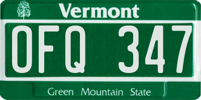VT license plate OFQ347
