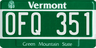 VT license plate OFQ351