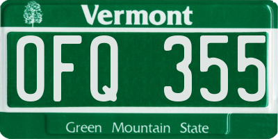VT license plate OFQ355