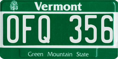VT license plate OFQ356