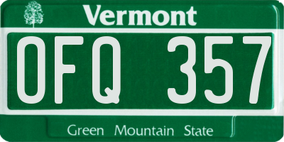 VT license plate OFQ357
