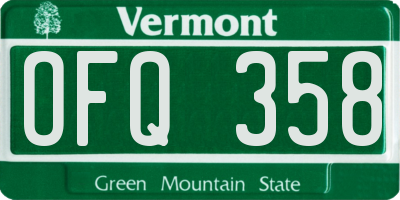 VT license plate OFQ358