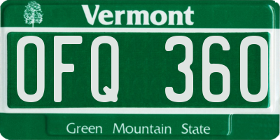 VT license plate OFQ360