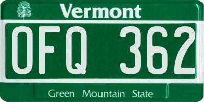 VT license plate OFQ362