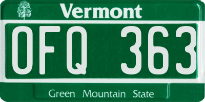 VT license plate OFQ363