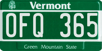 VT license plate OFQ365