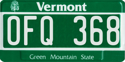 VT license plate OFQ368