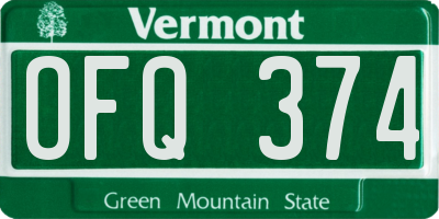 VT license plate OFQ374