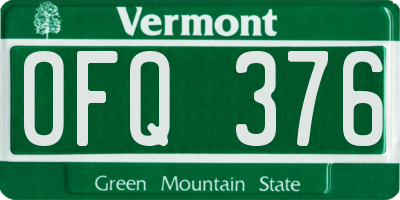VT license plate OFQ376