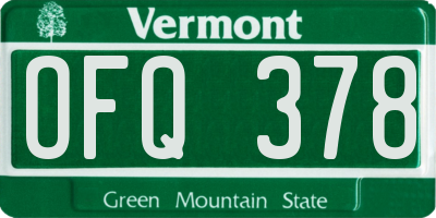 VT license plate OFQ378