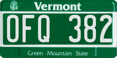 VT license plate OFQ382