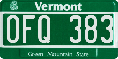 VT license plate OFQ383