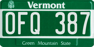 VT license plate OFQ387
