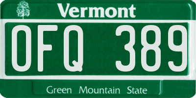 VT license plate OFQ389