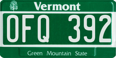 VT license plate OFQ392
