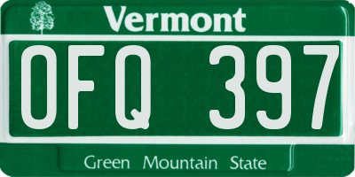 VT license plate OFQ397