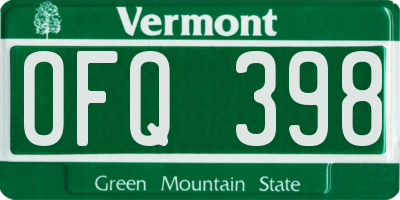 VT license plate OFQ398