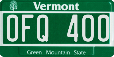 VT license plate OFQ400