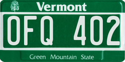 VT license plate OFQ402