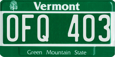 VT license plate OFQ403