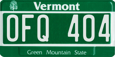 VT license plate OFQ404