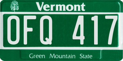 VT license plate OFQ417