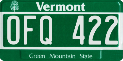 VT license plate OFQ422