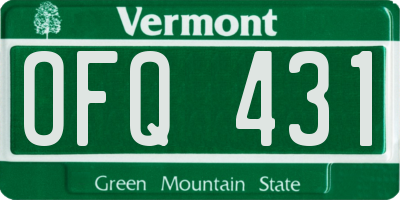 VT license plate OFQ431