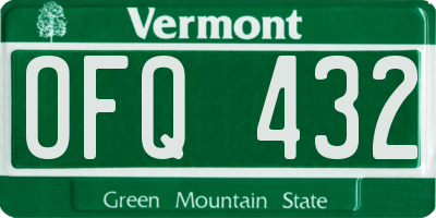 VT license plate OFQ432