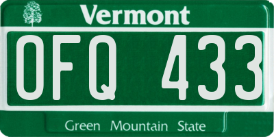 VT license plate OFQ433