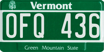 VT license plate OFQ436